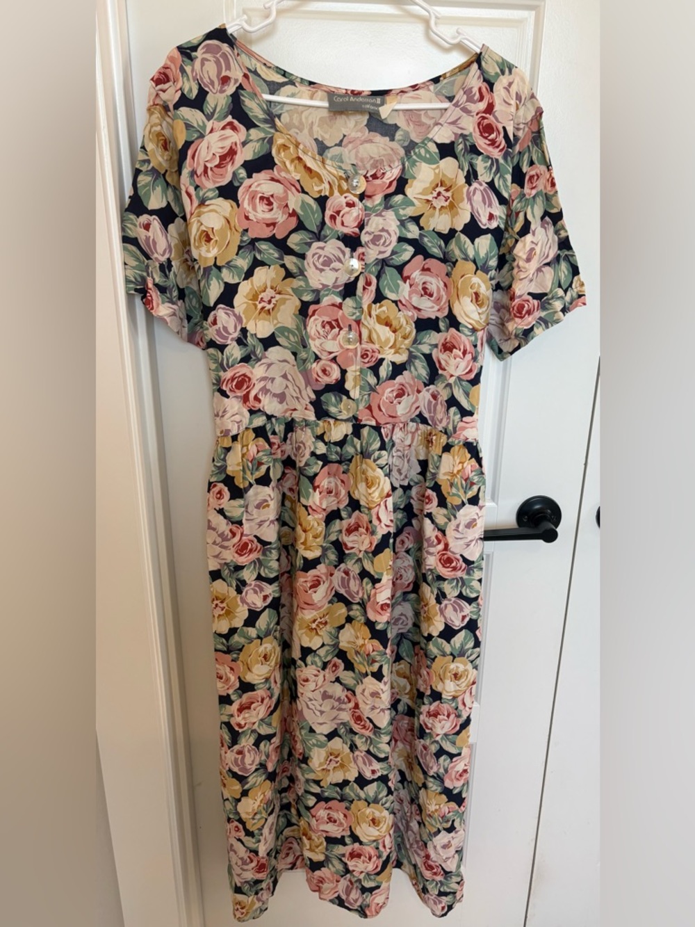 Women’s Vintage Carol Anderson 80’s  Floral Button-Front Midi Dress Size 22